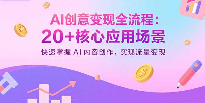 AI创意变现全流程：20+核心应用场景，快速掌握AI内容创作，实现流量变现-万盟网