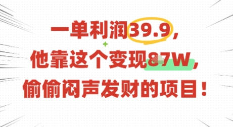 一单利润39.9，有人靠这个变现几十个，偷偷闷声发财的项目-万盟网