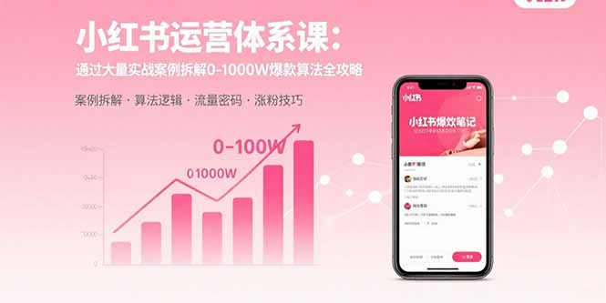 小红书运营体系课：通过大量实战案例拆解0-1000W爆款算法全攻略-万盟网