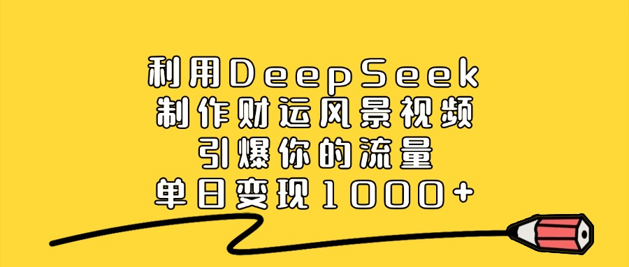 利用DeepSeek制作，财运风景视频，引爆你的流量，单日变现1000+-万盟网