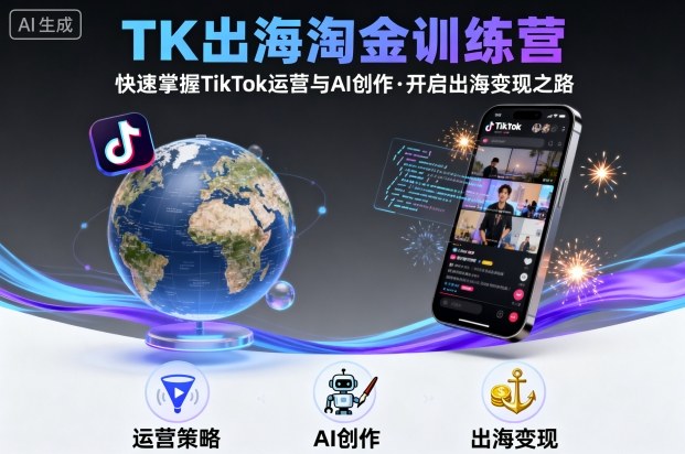 TK出海淘金训练营，助你快速掌握TikTok运营与AI创作，开启出海变现之路-万盟网