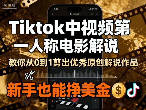 Tiktok中视频第一人称电影解说，教你从0到1剪出一个优秀的原创解说作品，新手也能挣美金-万盟网