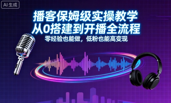 播客保姆级实操教学，从0搭建到开播全流程，零经验也能做，低粉也能高变现-万盟网