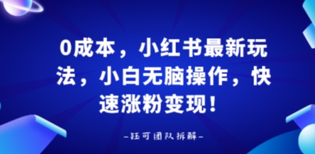 0成本，小红书最新玩法，小白无脑操作，快速涨粉变现-万盟网
