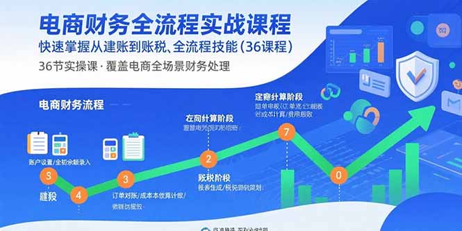电商财务全流程实战课程：快速掌握从建账到报税的全流程技能(36节课-万盟网