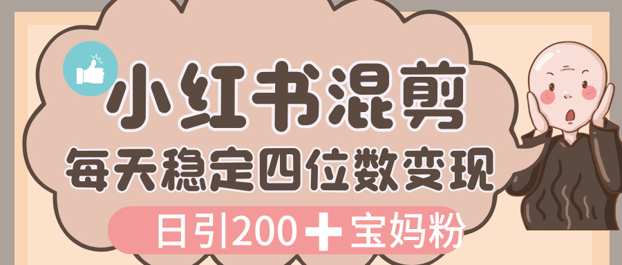 价值 3980 的小红书混剪， 虚拟变现，日引 200+宝妈创业粉，每天稳定四位数变现-万盟网