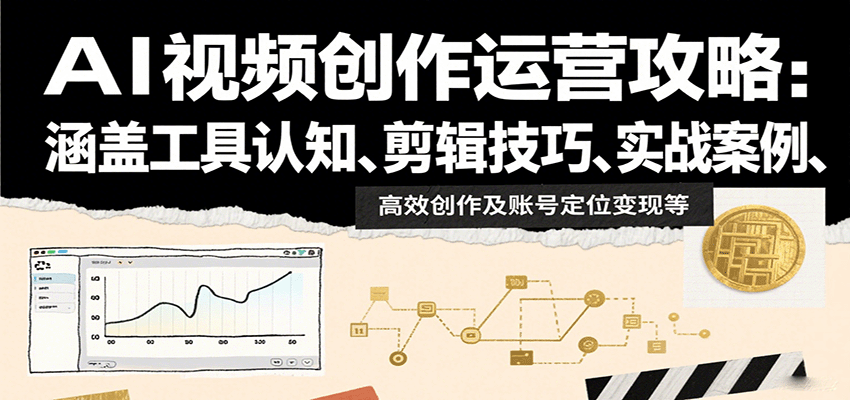 AI视频创作运营攻略：涵盖工具认知、剪辑技巧、实战案例、高效创作及账号定位变现等-万盟网