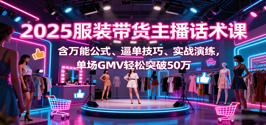 2025服装带货主播话术课，含万能公式、逼单技巧、实战演练，单场GMV轻松突破50万-万盟网
