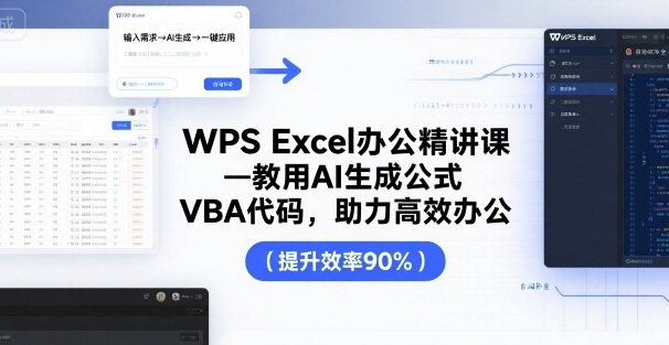 WPS Excel办公精讲课，教用 AI 生成公式，VBA 代码，助力高效办公-万盟网