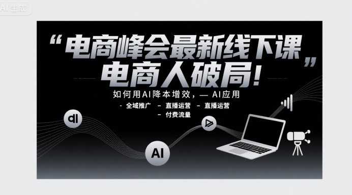 电商峰会最新线下课，电商人破局，如何用AI降本增效，AI应用-全域推广-直播运营-付费流量-万盟网