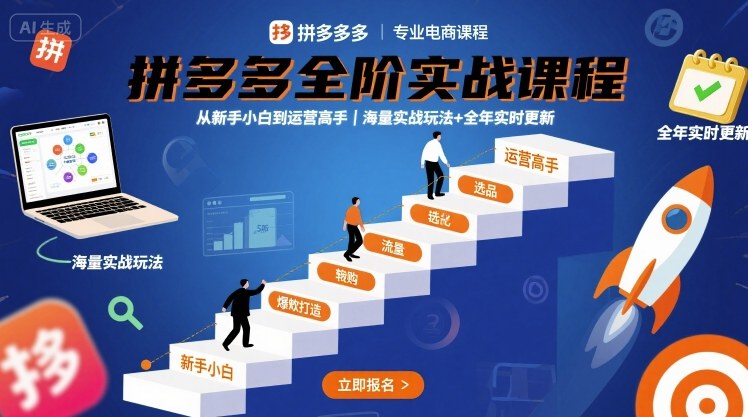 拼多多全阶实战课程，从新手小白到运营高手，海量实战玩法+全年实时更新【2025年9月更新】-万盟网