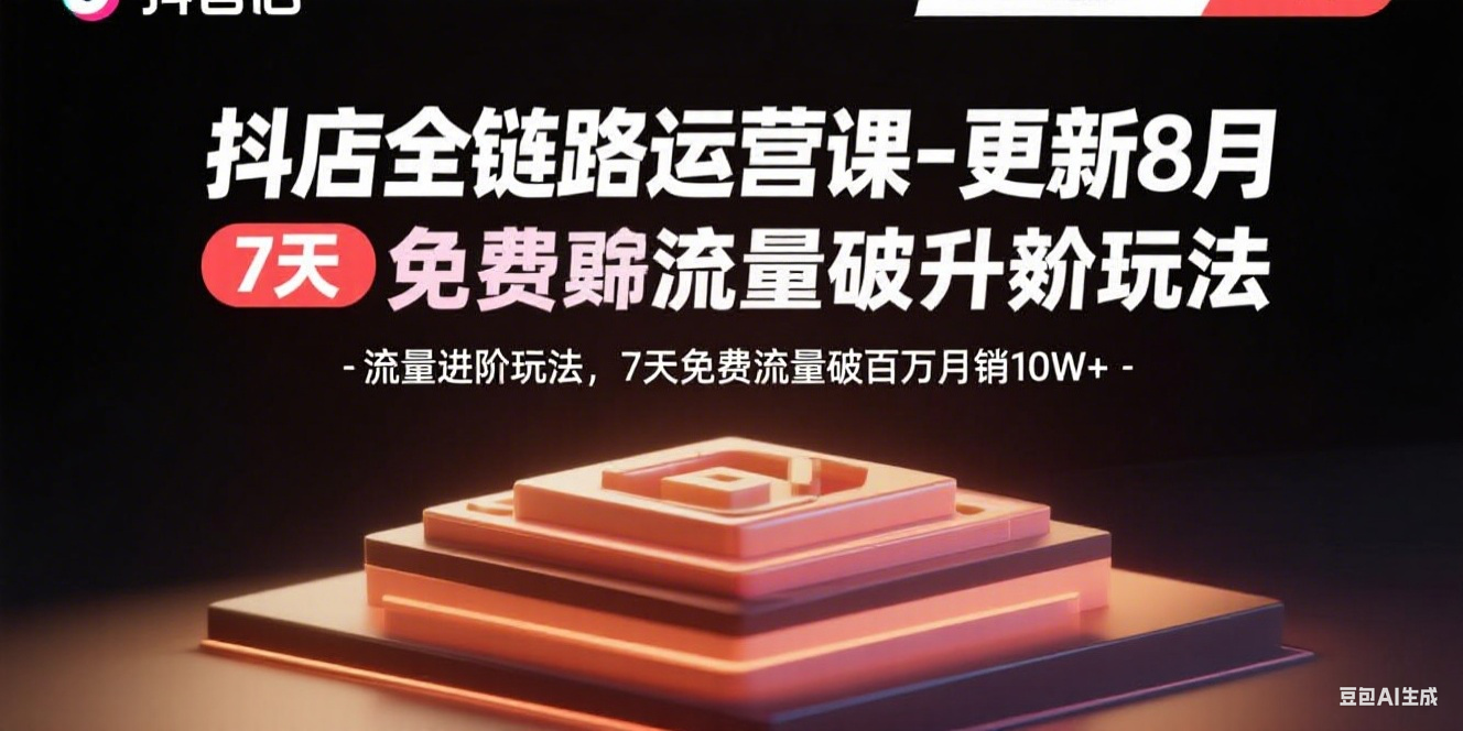 抖店全链路运营课-更新8月：流量进阶玩法，7天免费流量破百万月销10W+-万盟网