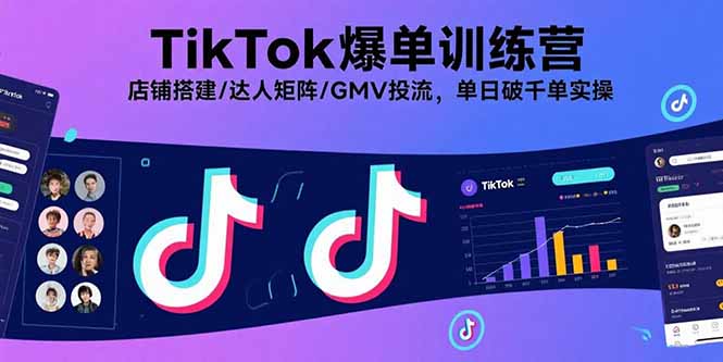 TikTok爆单训练营，店铺搭建/达人矩阵/GMV投流，单日破千单实操-万盟网