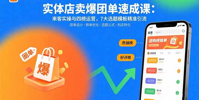 实体店卖爆团单速成课：来客实操与四榜运营，7大选题模板精准引流-万盟网