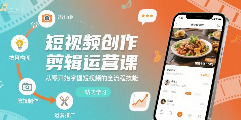 短视频创作剪辑运营课，从零开始掌握短视频的全流程技能-万盟网