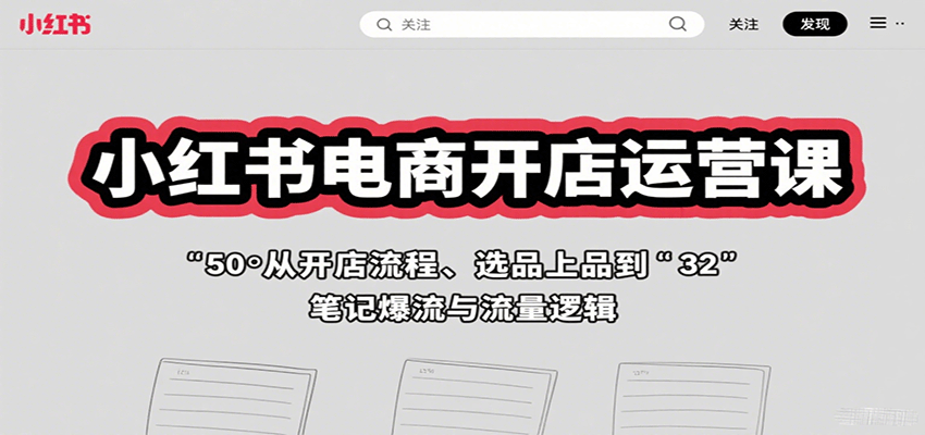 小红书电商开店运营课：从开店流程、选品上品到笔记爆流与流量逻辑-万盟网