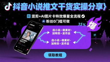抖音小说推文干货实操分享，混剪+AI图片卡特效爆量全流程，0粉丝0门槛可做-万盟网