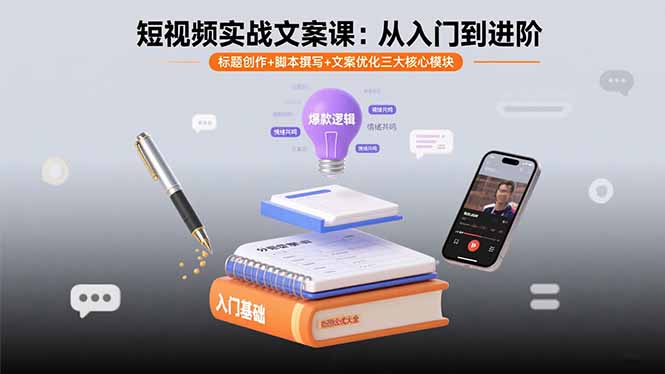 短视频实战文案课：从入门到进阶 标题创作+脚本撰写+文案优化三大核心模块-万盟网