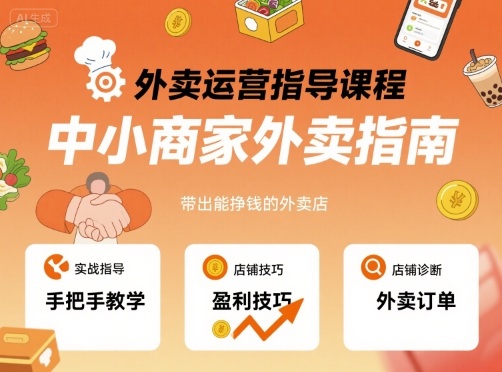 外卖运营指导课程，中小商家外卖指南，手把手带出能挣钱的外卖店-万盟网