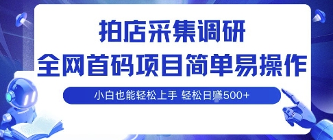 拍店采集调研，全网首码项目，简单易操作， 小白也能轻松上手，多账号操作，轻松日入5张【揭秘】-万盟网