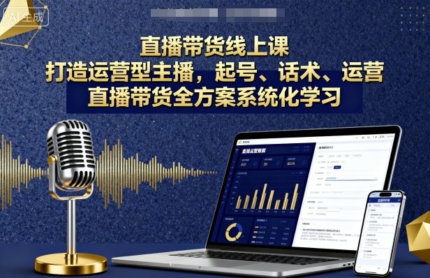 直播带货线上课，打造运营型主播，起号、话术、运营，直播带货全方案系统化学习-万盟网