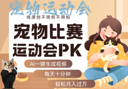 AI一键生成宠物比赛运动会PK视频，纯原创不用剪不用拍，每天十分钟，轻松月入过1W+-万盟网
