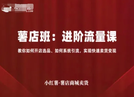 小红薯薯店商城卖货，进阶流量课，教你如何开店选品、如何系统引流，实现快速卖货变现-万盟网