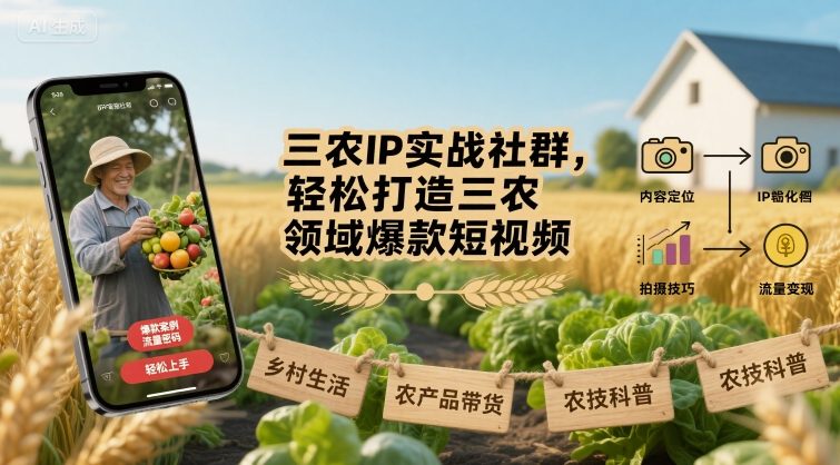 三农IP实战社群，轻松打造三农领域爆款短视频-万盟网