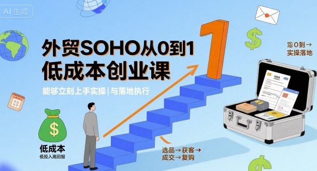 外贸SOHO从0到1低成本创业课，能够立刻上手实操与落地执行-万盟网
