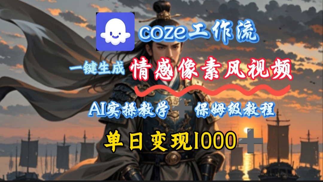 用coze工作流一键生成情感像素风视频，几分钟一条，单日变现500+-万盟网