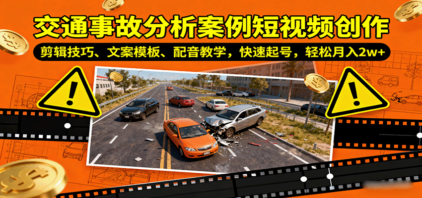 图片[1]-交通事故分析案例短视频创作，剪辑技巧、文案模板、配音教学，快速起号，轻松月入2w+-万盟网