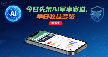 今日头条AI军事赛道，单日收益多张 ，手机可做【附指令】-万盟网
