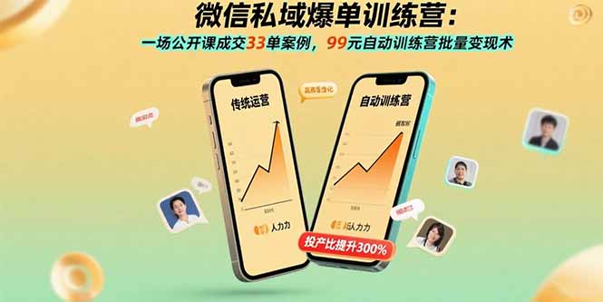 微信私域爆单训练营：一场公开课成交33单案例，99元自动训练营批量变现术-万盟网