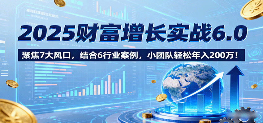 2025财富增长实战6.0，聚焦7大风口，结合6行业案例，小团队轻松年入200万！-万盟网